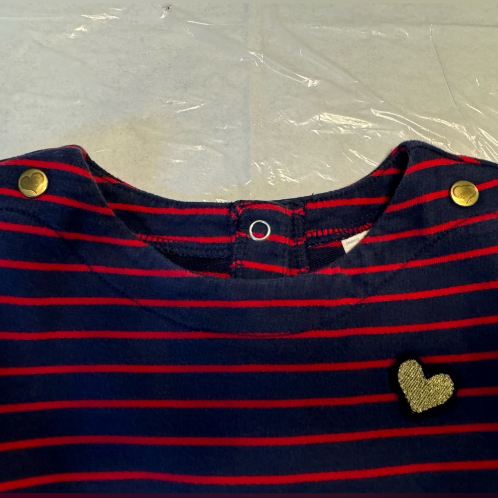 Oshkosh B’gosh Girls Dress Navy Blue And Red Size 5T Valentine’s Day - Picture 3 of 10
